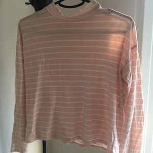 Everlane Pink and White Mockneck